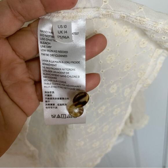 Anthropologie Maeve eyelet‎ ruffle embroidered floral blouse size 10 - Picture 8 of 8